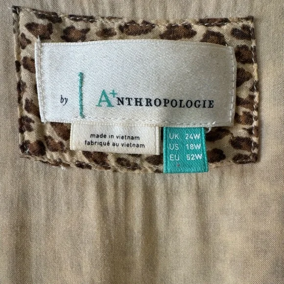 Anthropologie Bolano Leopard Print Button Front Midi Dress - Neutral - Size 18 W - Picture 10 of 16